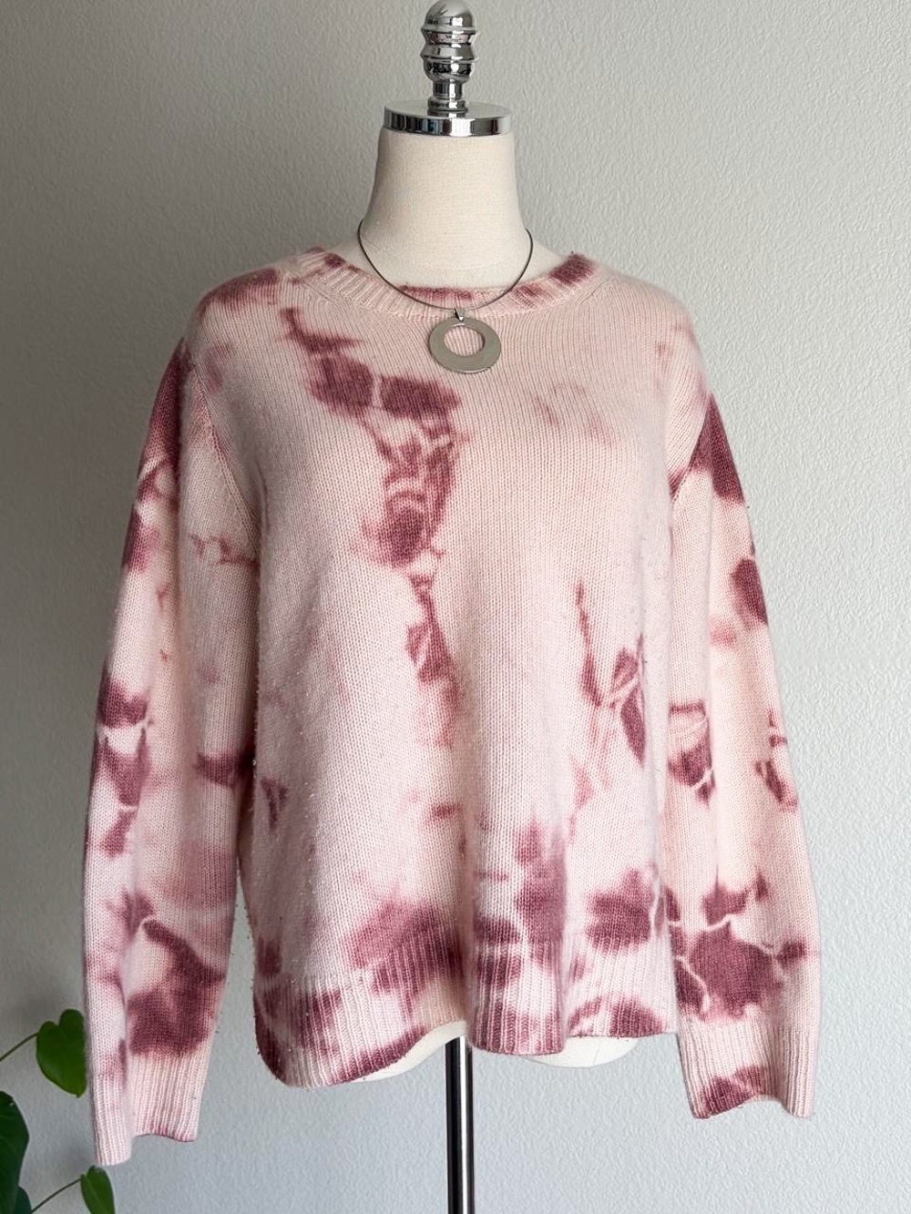 The Cashmere Project Cozy Pink Tie-Dye Crewneck Sweater